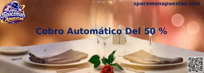 Panel explicativo del Cobro Automático Del 50 % en Spaceman Apuestas